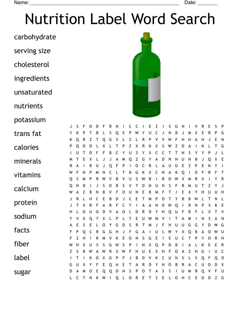 Nutrition Word Search WordMint