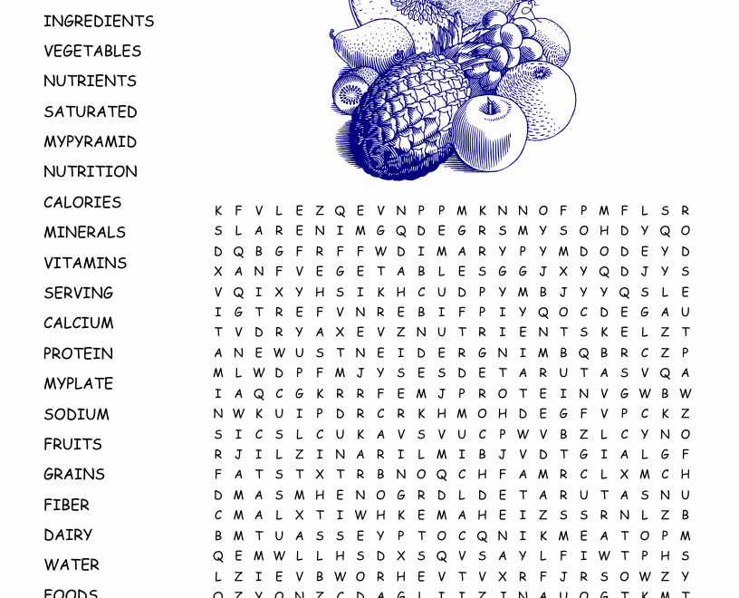 Nutrition Word Search WordMint