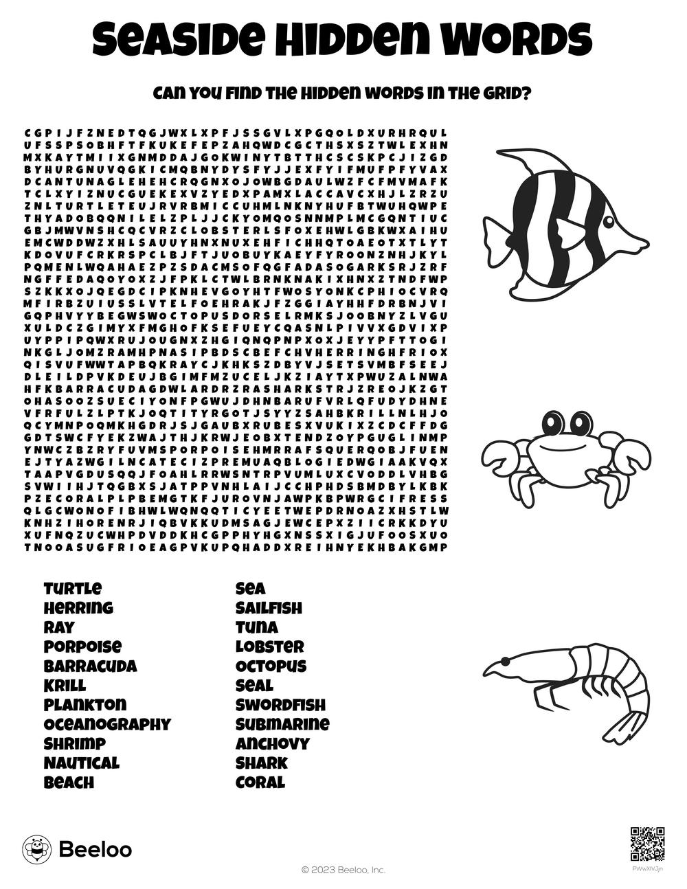 Ocean themed Word Searches Beeloo Printable Crafts And Activities For Kids
