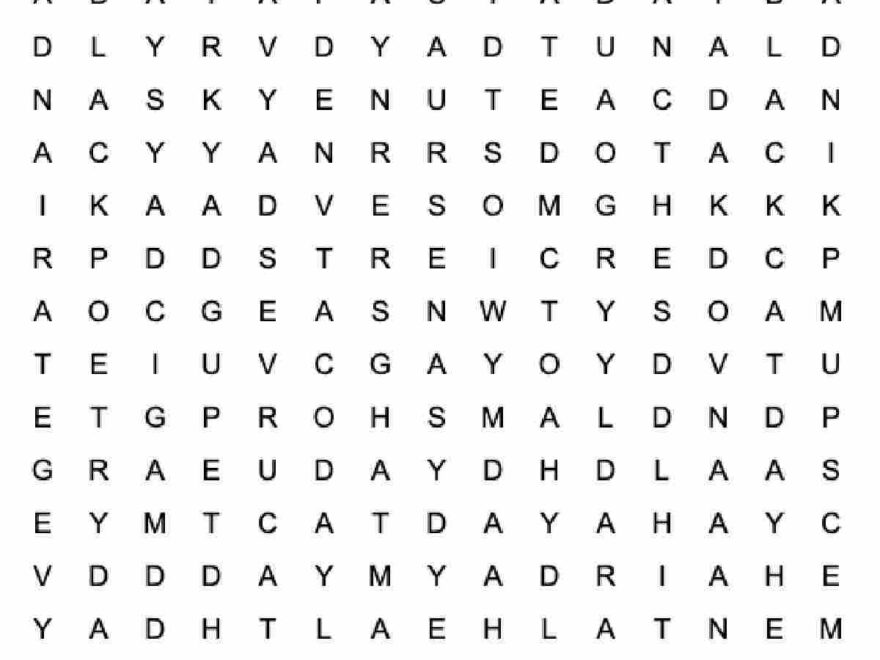October Word Search Printable National Days Word Find Puzzle