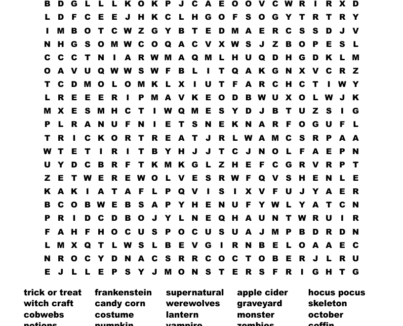 October Word Search WordMint