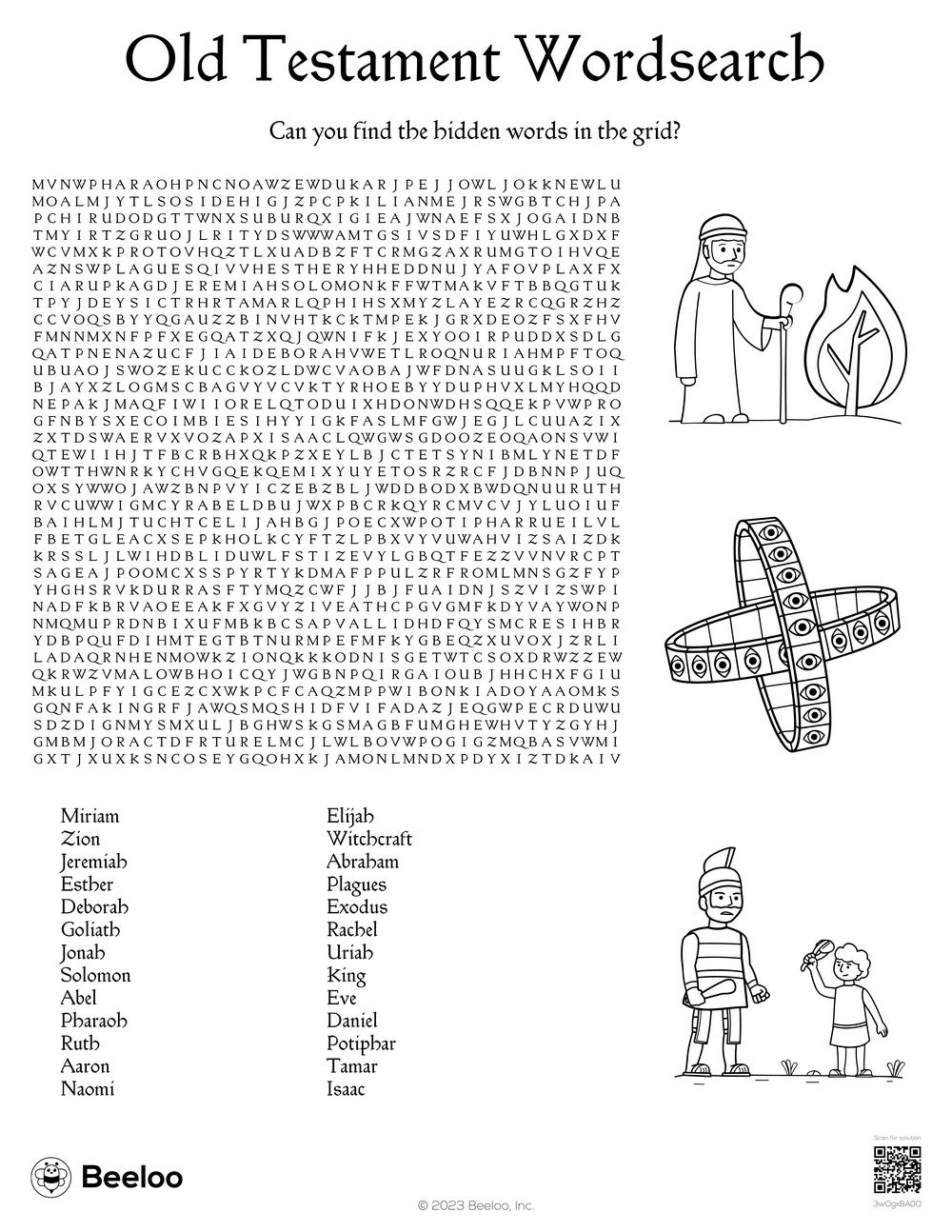 Old Testament themed Word Searches Beeloo Printable Crafts And Activities For Kids