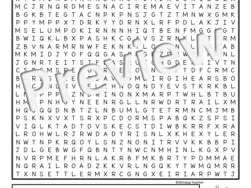 Oregon Trail Word Search Activity Printable Hard For Grades 5 To Adult Made By Teachers