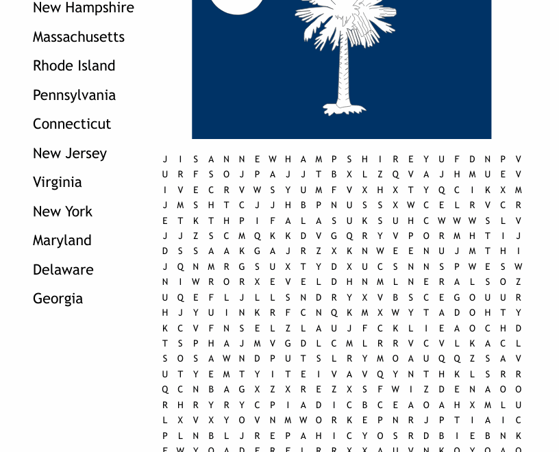 Original 13 Colonies Word Search WordMint