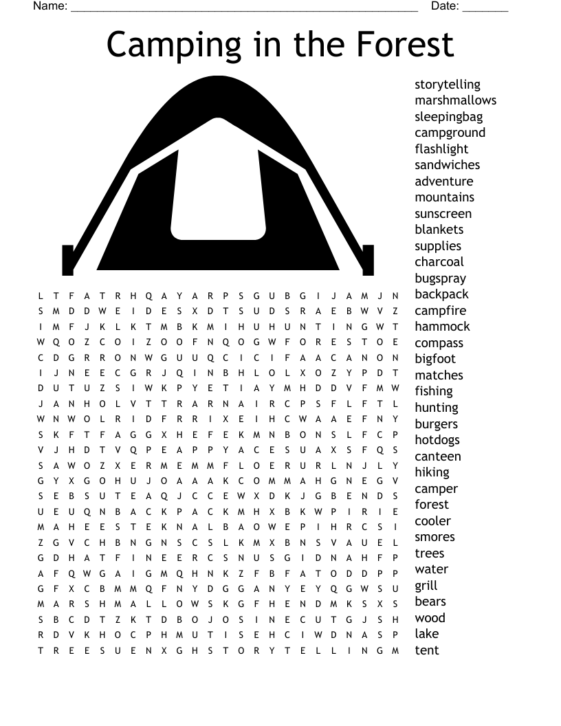 Outdoors Word Search WordMint