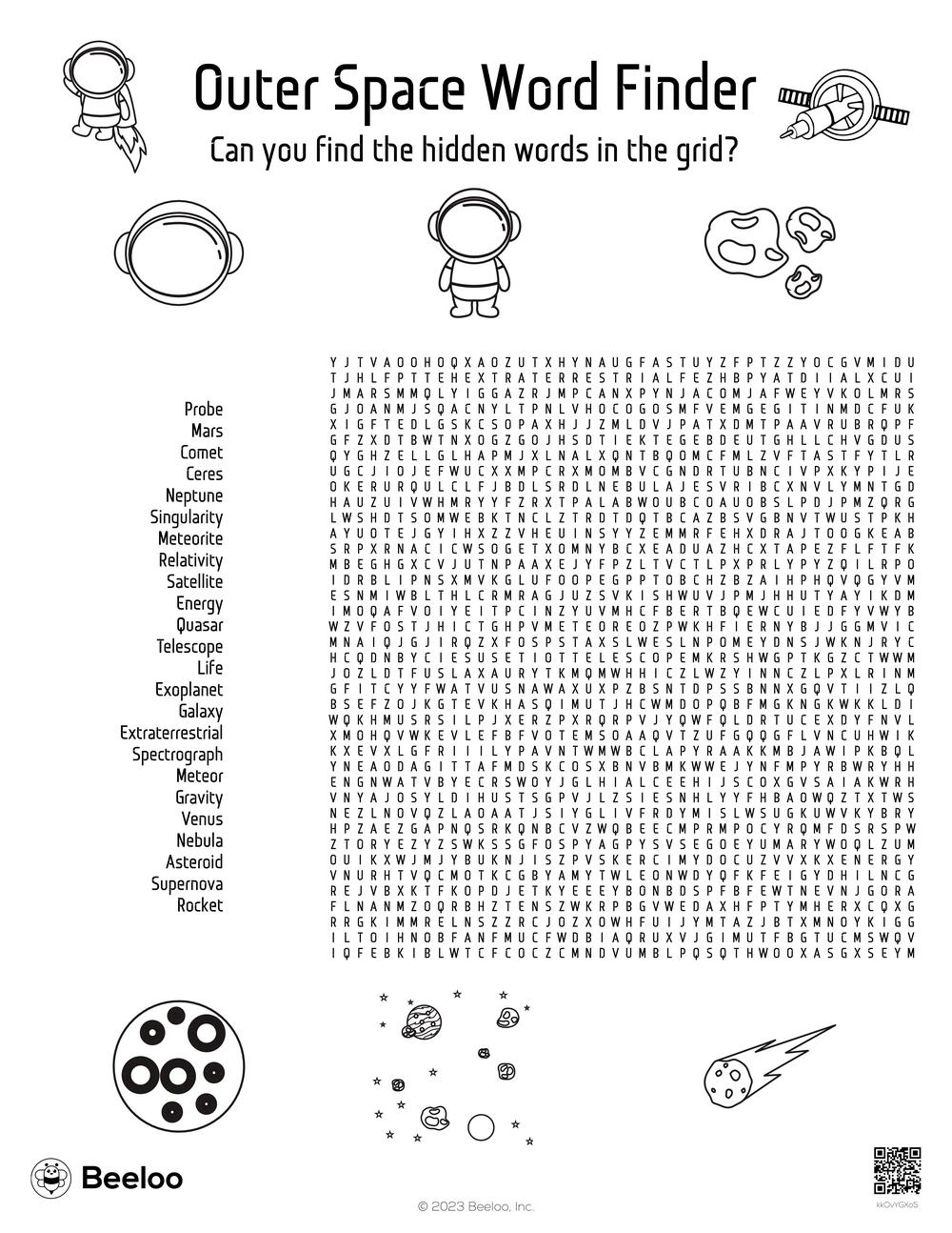 outer space word finder beeloo printable crafts and activities for kids