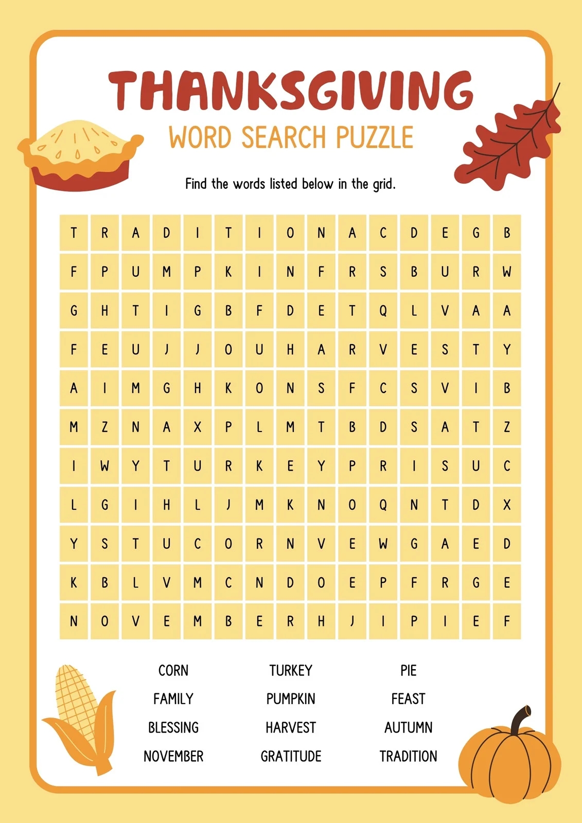Page 2 Free Printable Thanksgiving Worksheet Templates Canva