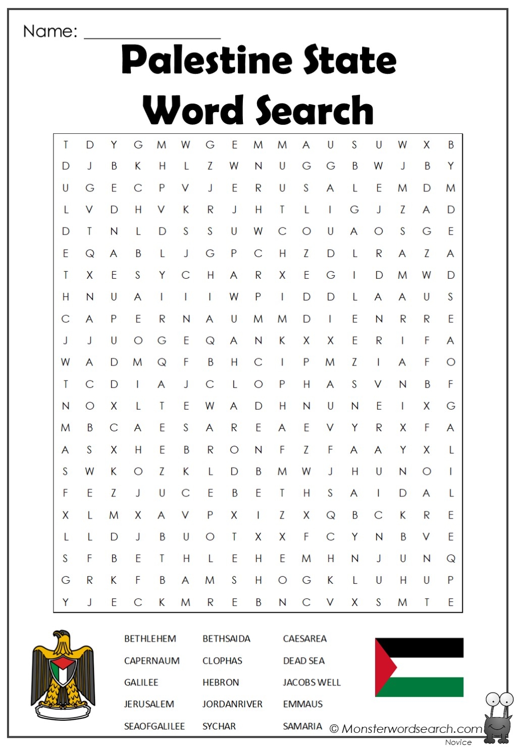Palestine State Word Search Monster Word Search
