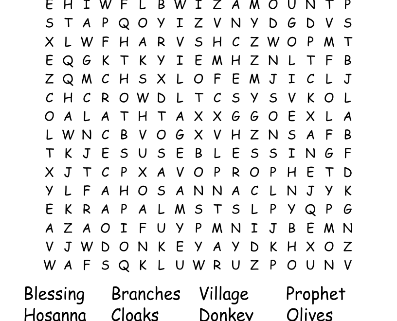 Palm Sunday Word Search WordMint