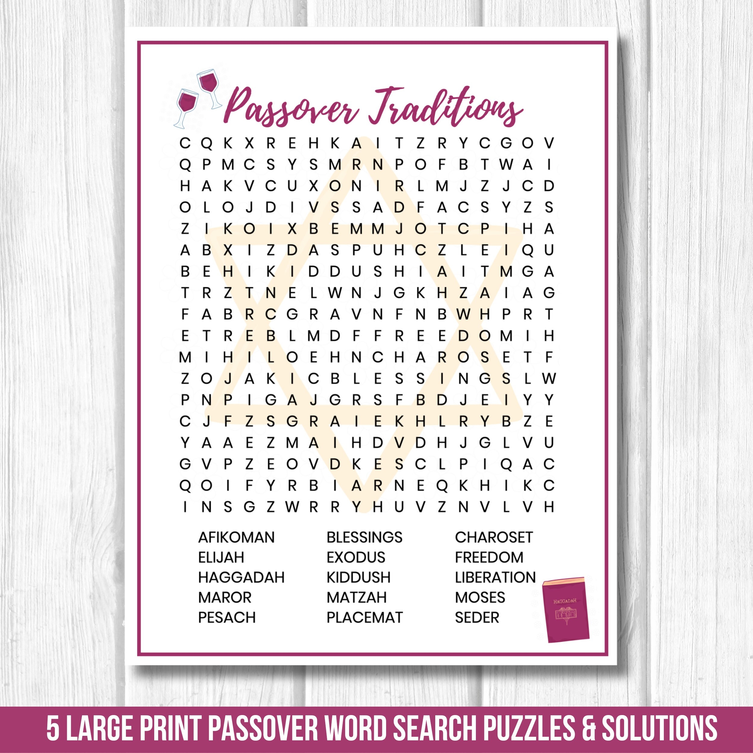 Passover Word Search Jewish Printable Large Print Word Search Word Search Puzzle Word Find Puzzle Etsy