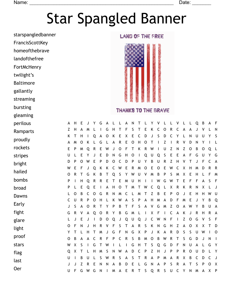 Patriotic Puzzle Word Search WordMint