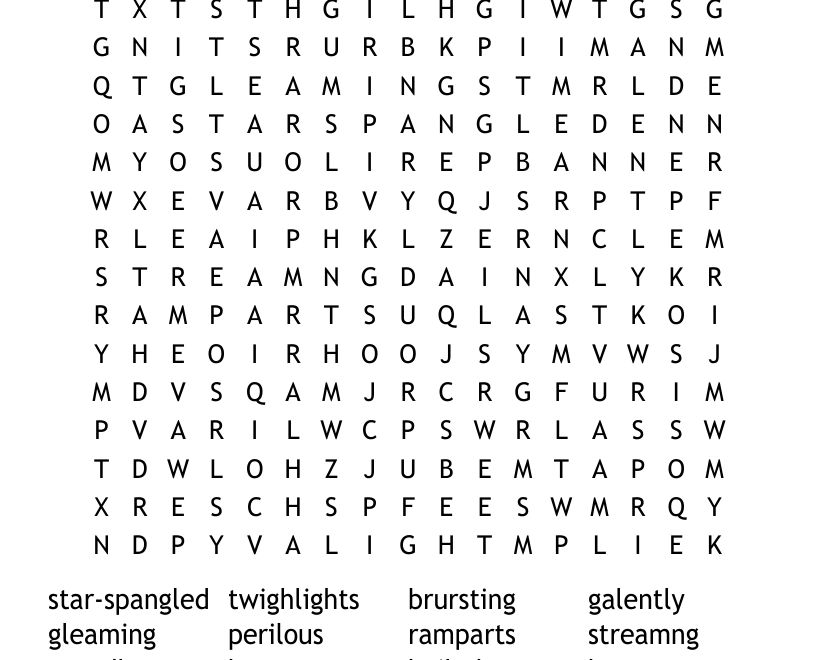 Patriotic Puzzle Word Search WordMint