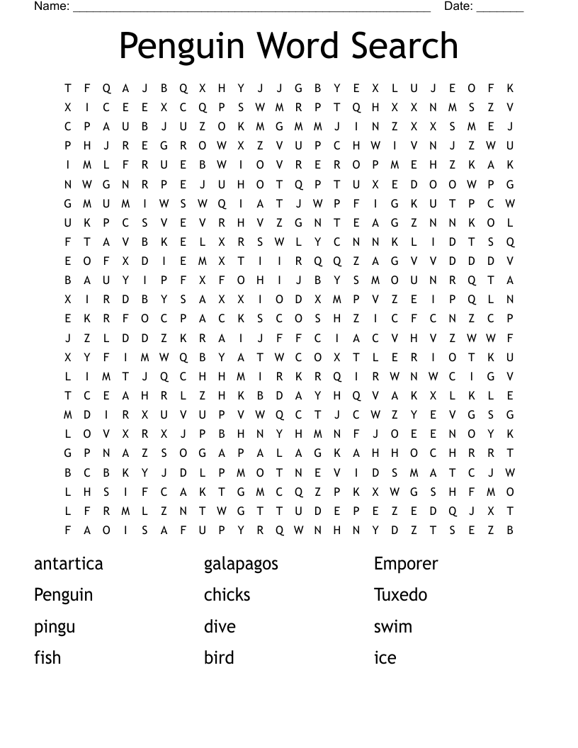 Penguin Word Search WordMint