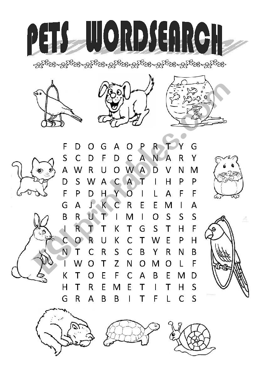 pet wordsearch esl worksheet by an43 pet wordsearch esl worksheet by an43