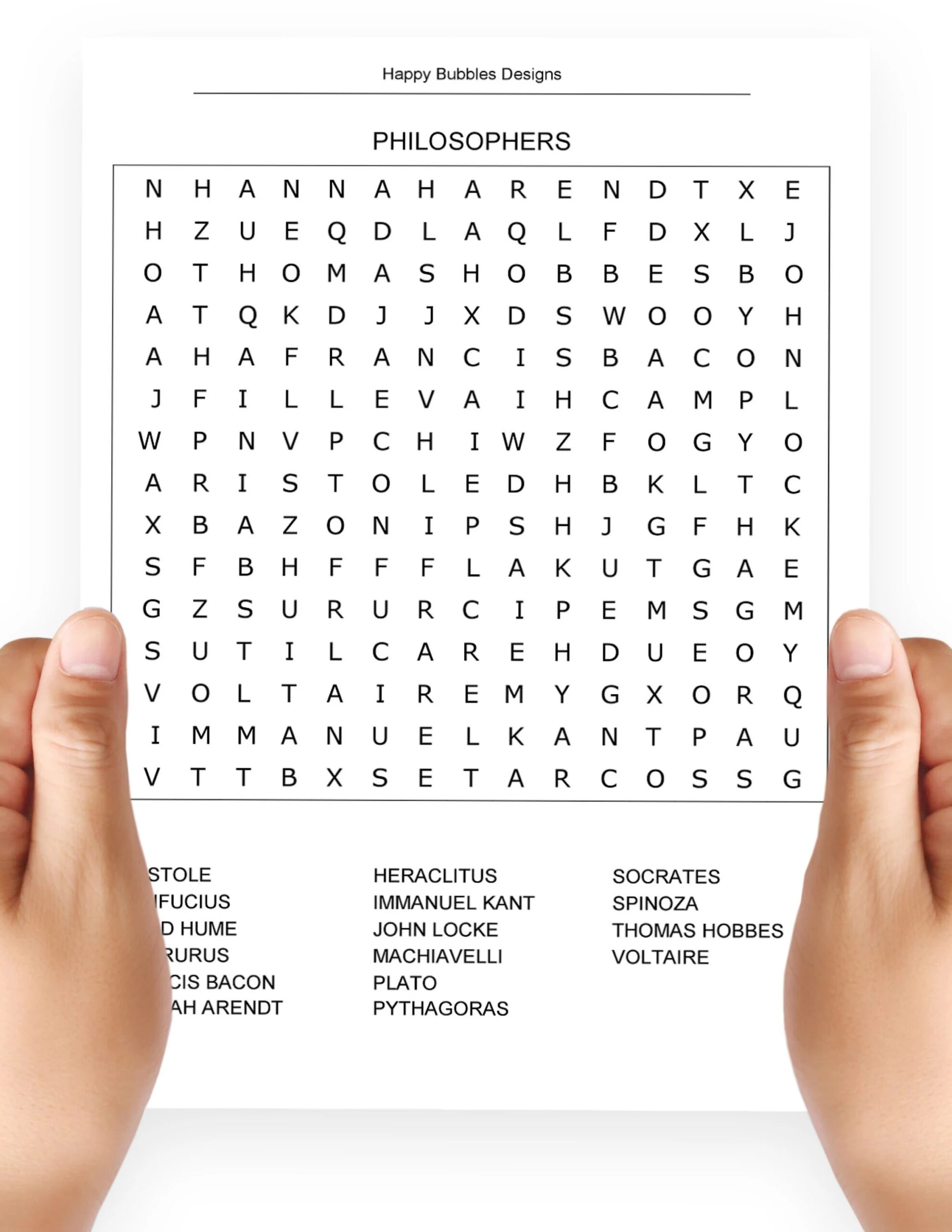 Philosophers Word Search Puzzle In Large Print Etsy