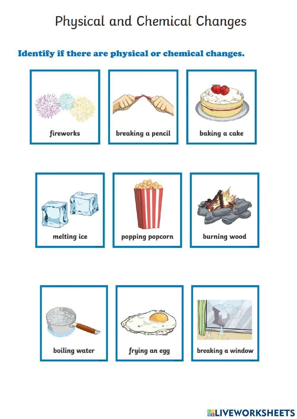 physical and chemical changes free online activity live worksheets worksheets library