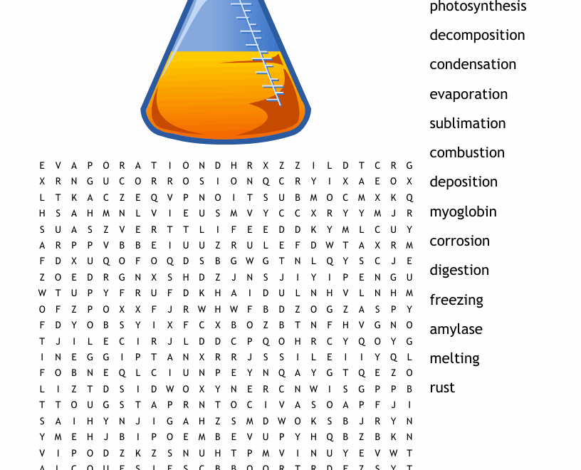 Physical And Chemical Changes Word Search WordMint