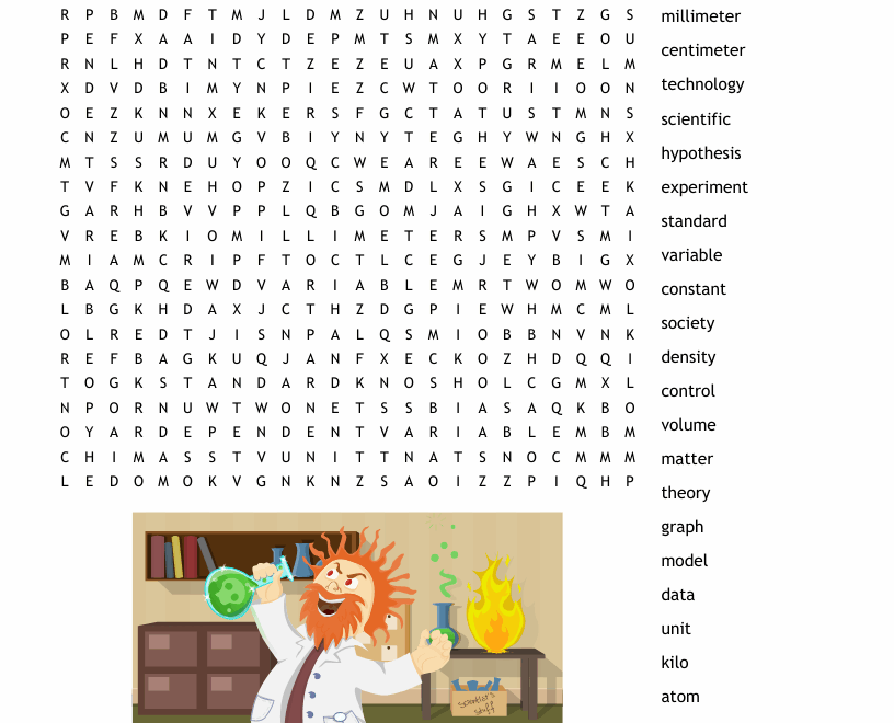 Physical Science Word Search WordMint