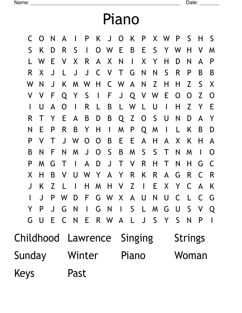 Piano Word Search WordMint