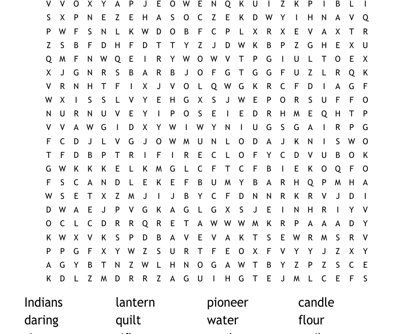 Pioneers Word Search WordMint