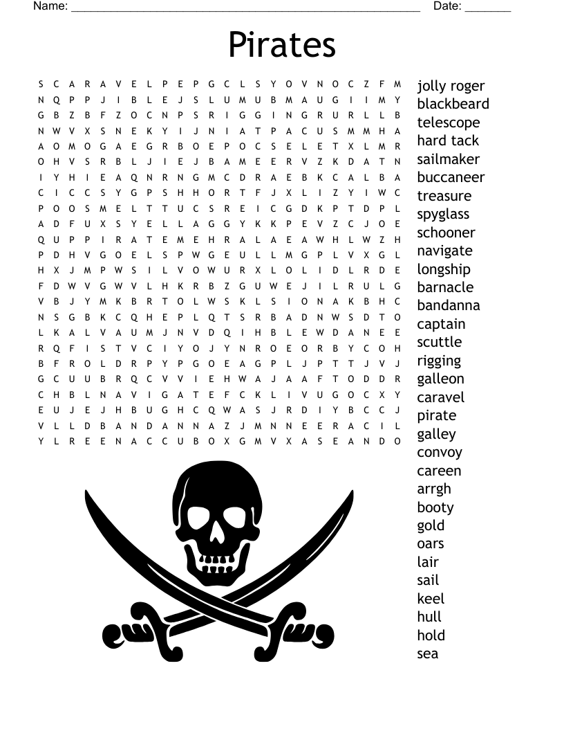 Pirates Word Search WordMint