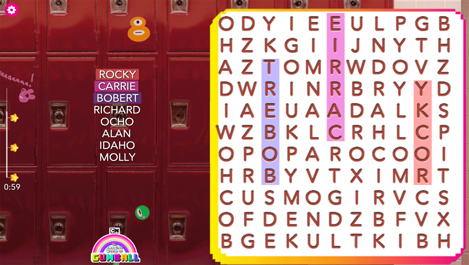  Play The Amazing World Of Gumball Word Search Game Free Online Word Finding Gumball Game For Kids