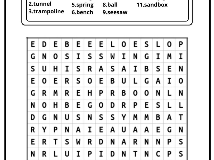 Playground Word Search Ezpzlearn
