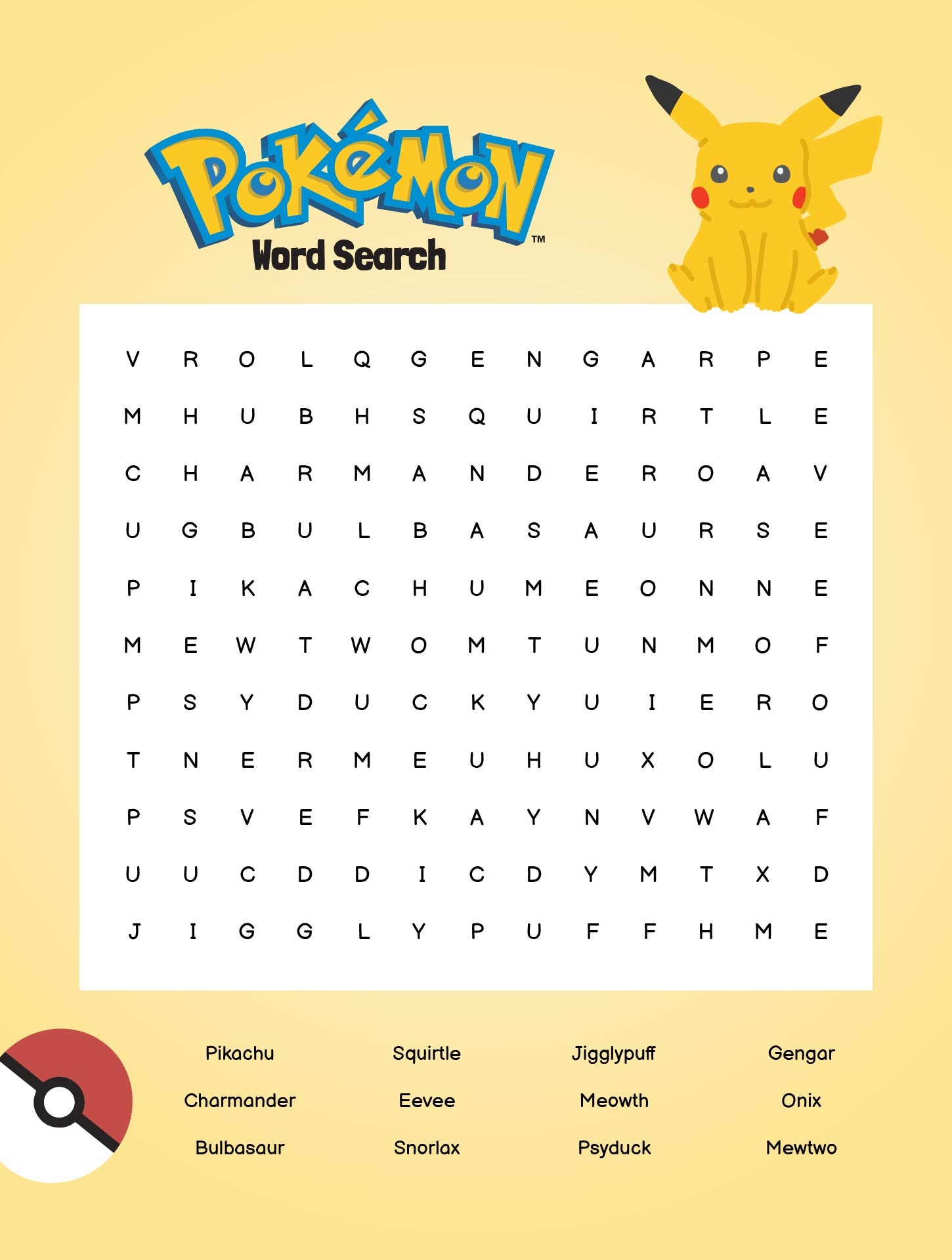 Pokemon Word Search Puzzles Printable Pokemon Word Search Puzzles Printable