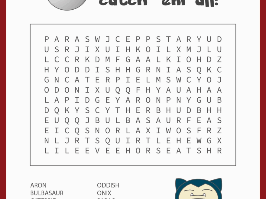 Pokemon Word Search Puzzles 10 Free PDF Printables Printablee