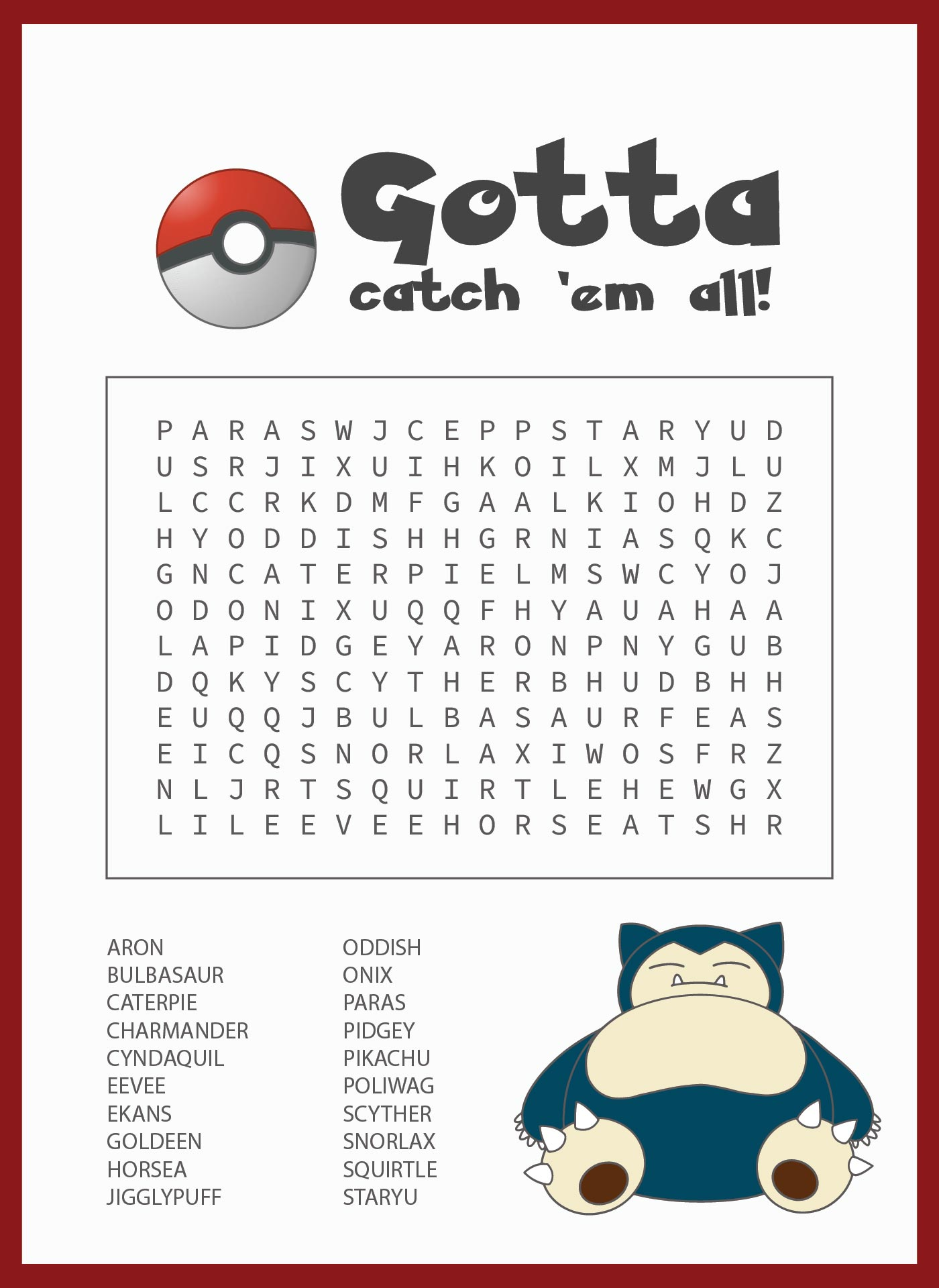 Pokemon Word Search Puzzles 10 Free PDF Printables Printablee