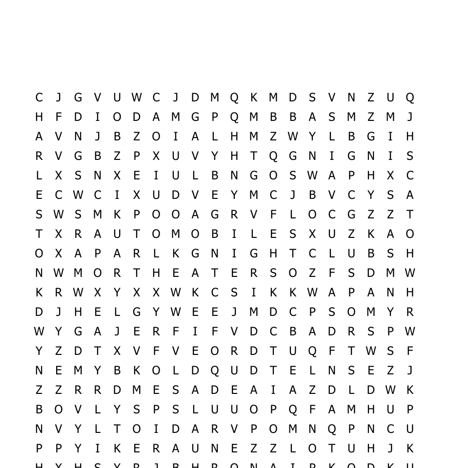 Pop Culture Word Search