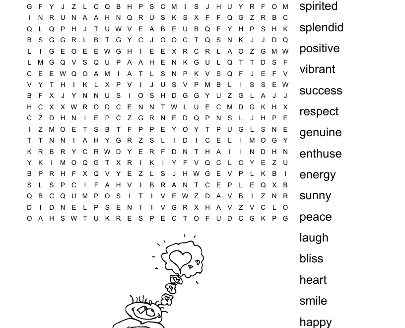 Positive Thinking Word Search WordMint