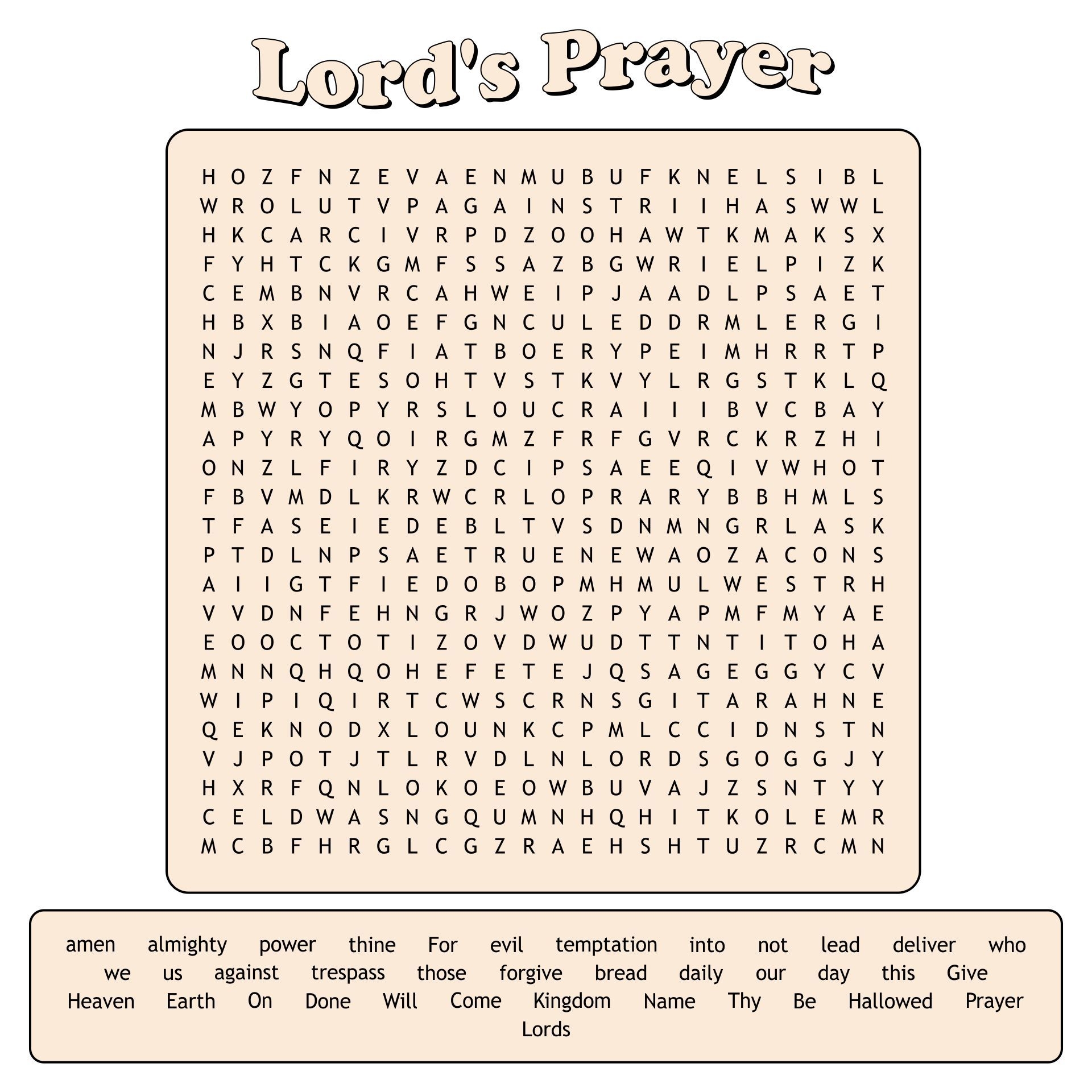 Free Printable Word Search On Prayer