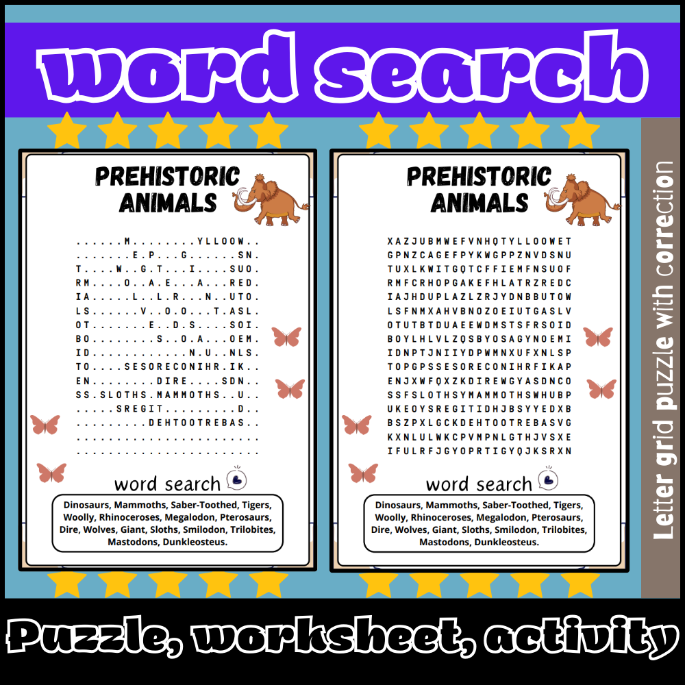Prehistoric Animals Word Search Puzzle Worksheet Activity Made By Teachers Prehistoric Animals Word Search Puzzle Worksheet Activity Made By Teachers