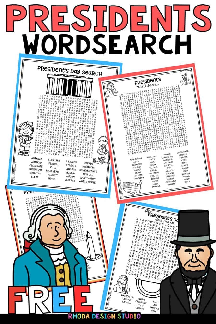 President s Day Word Search Puzzles For Kids
