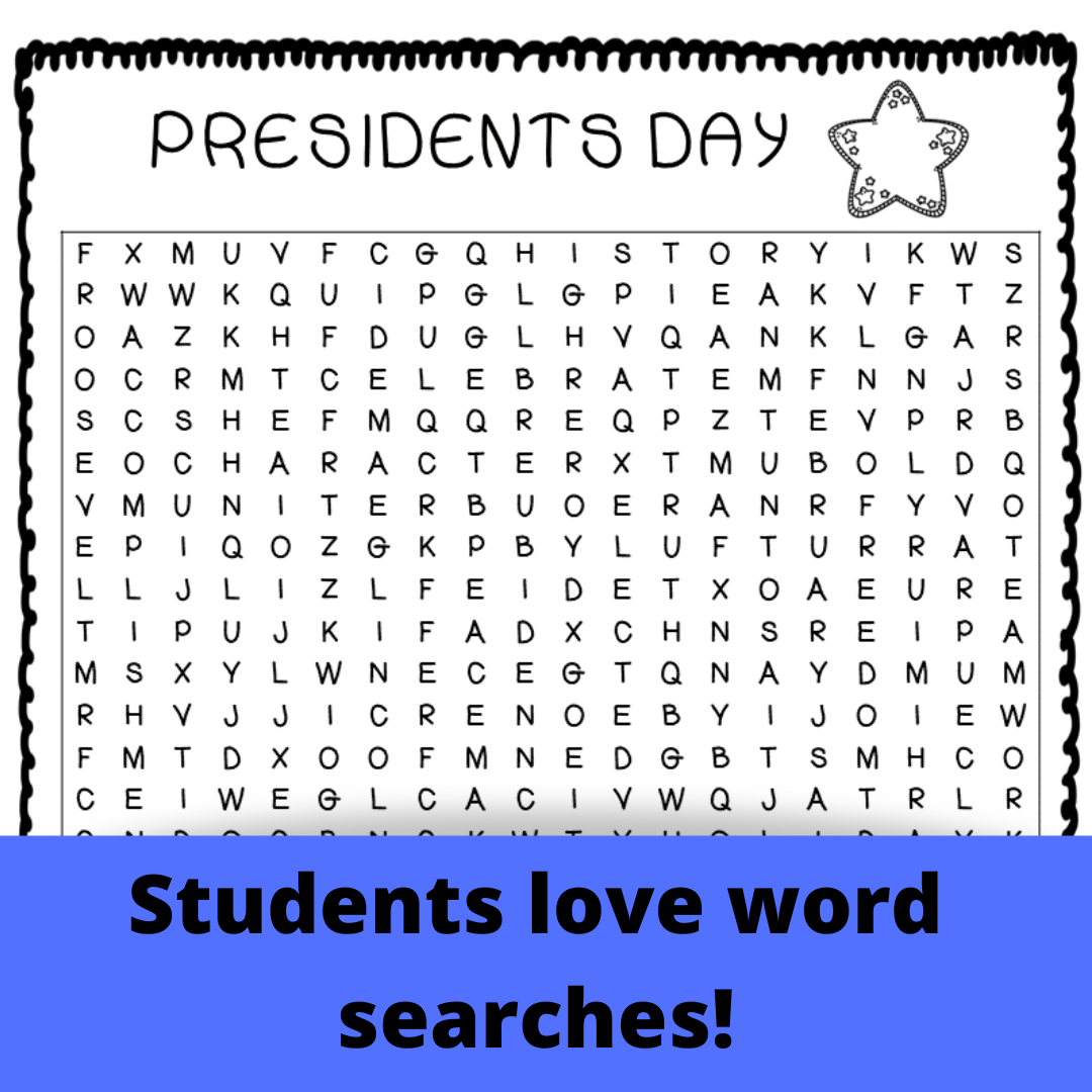 Presidents Day Activities Word Searches Crosswords Puzzles Bookmarks Writing Classful