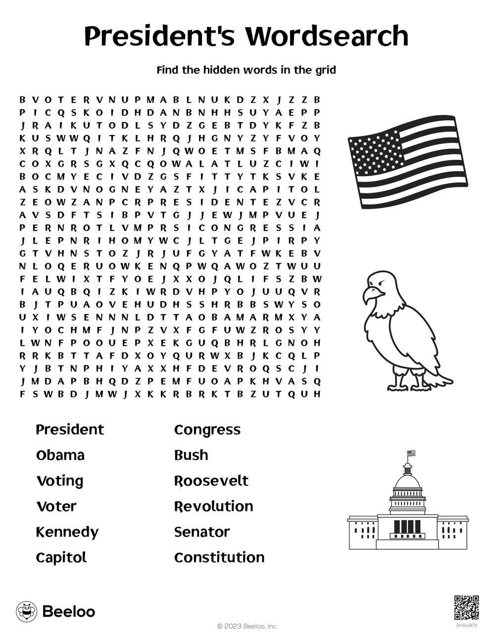 Presidents Day themed Word Searches Beeloo Printable Crafts And Activities For Kids