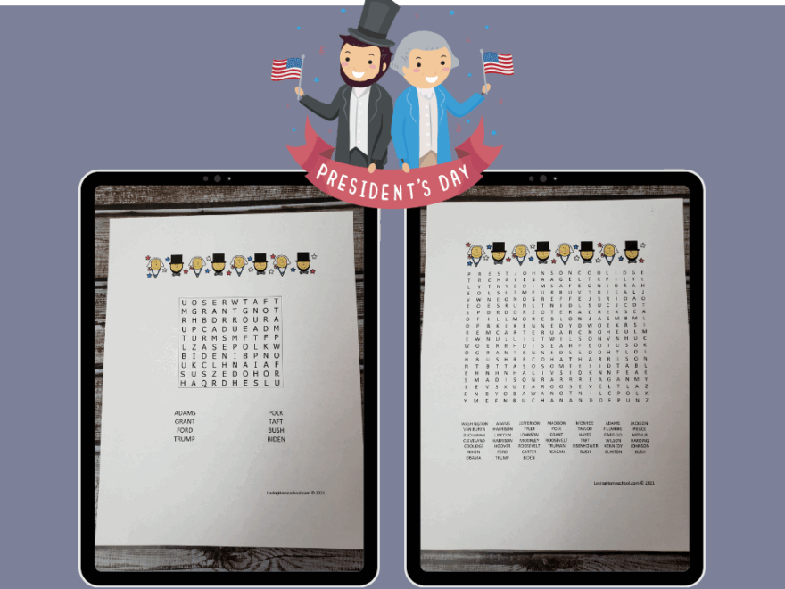 Presidents Day Word Search LovingHomeschool