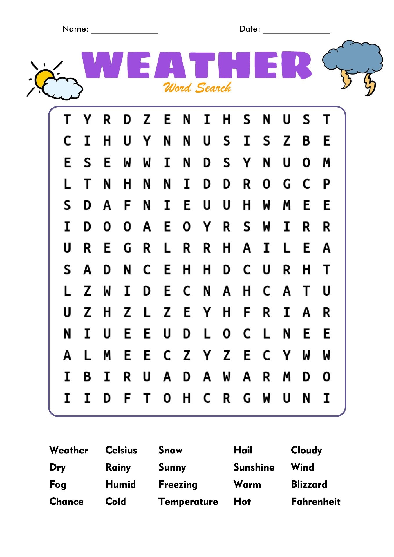Printable 1st Grade Word Search Cool2bKids Worksheets Library