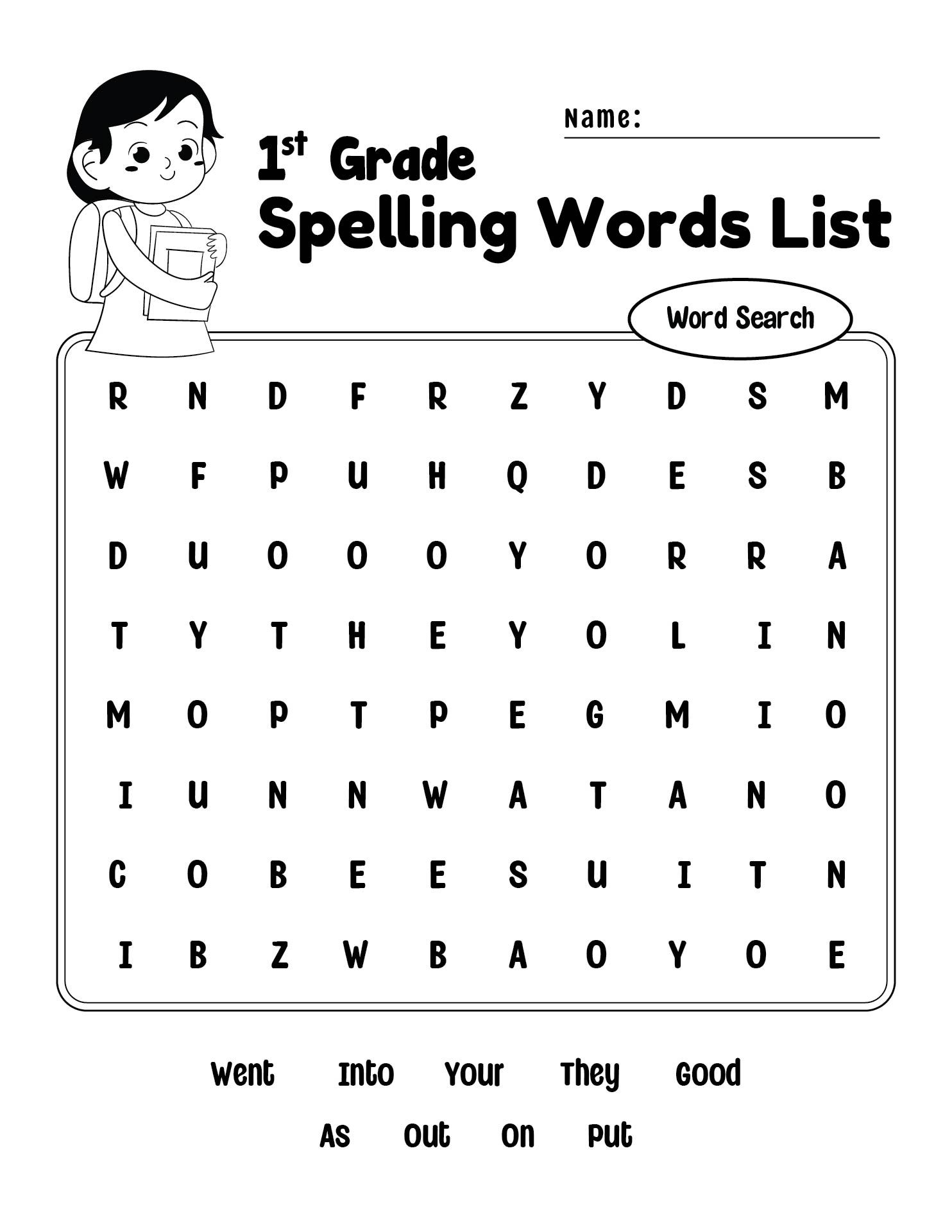 Printable 1st Grade Word Search Cool2bKids Worksheets Library