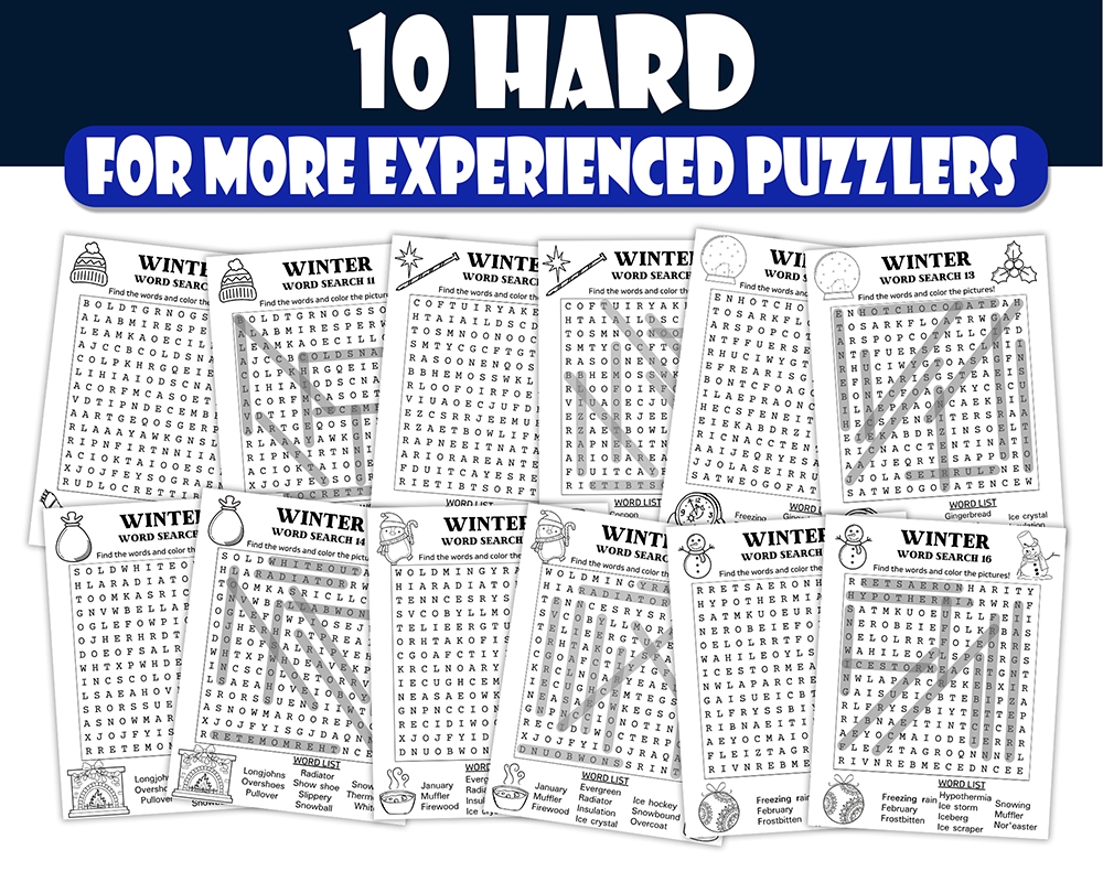 Printable 20 Winter Word Search Puzzle For Kids PDF Fun Winter Party Game Kids Word Search Game Made By Teachers