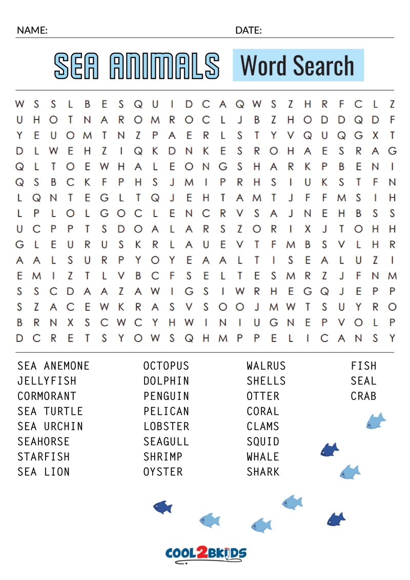 Printable Animal Word Search Cool2bKids Worksheets Library