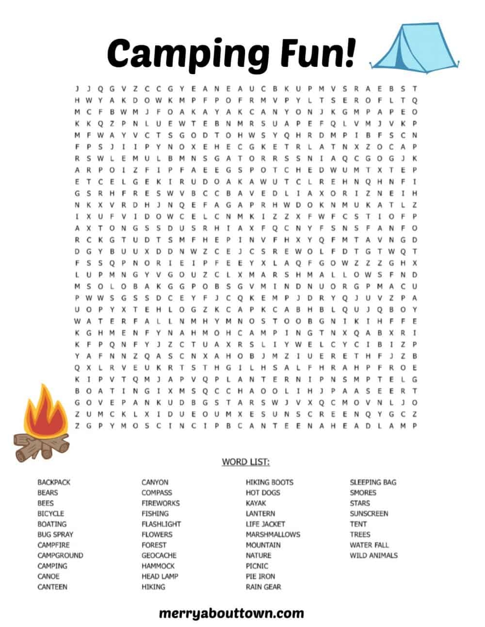 Printable Camping Activities For Kids Merry About Town