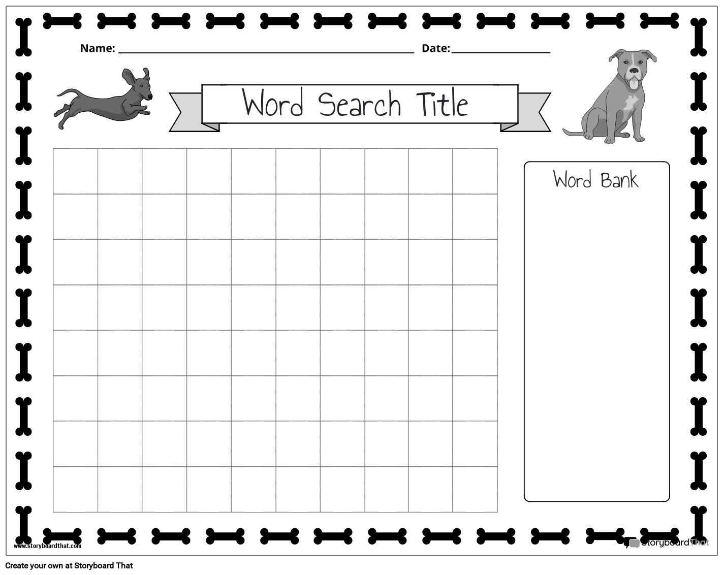 Printable Dog Themed Word Search Storyboard By Templates