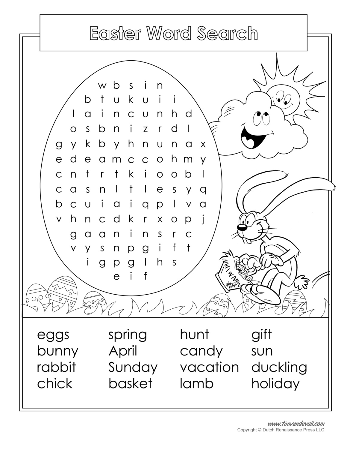 printable easter word search