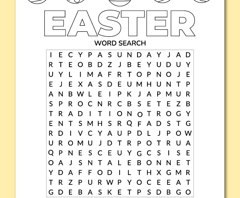 Printable Easter Word Search Chevron Lemon