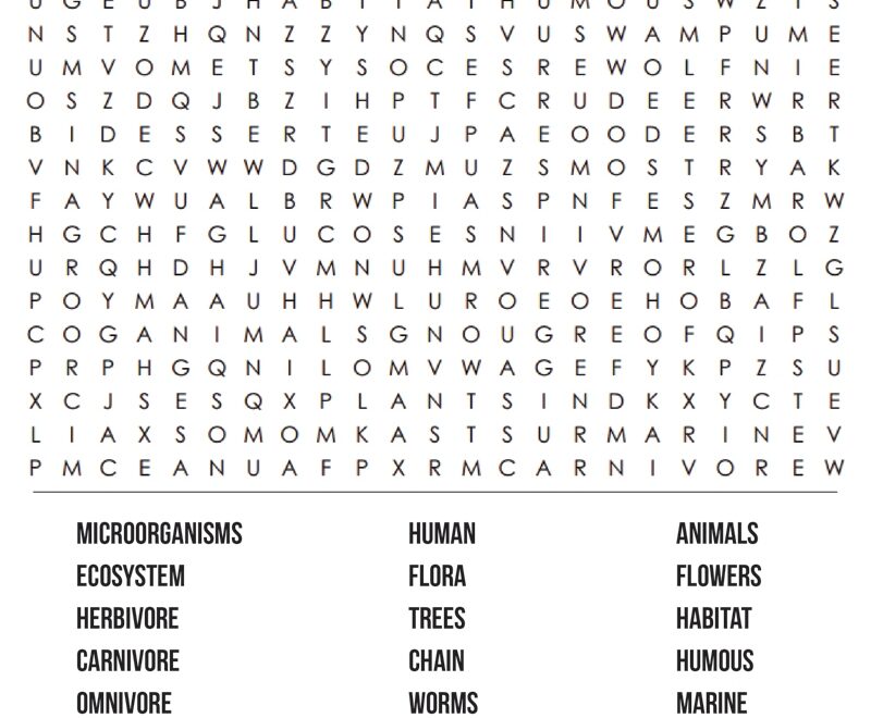 Printable Ecology Word Search Cool2bKids