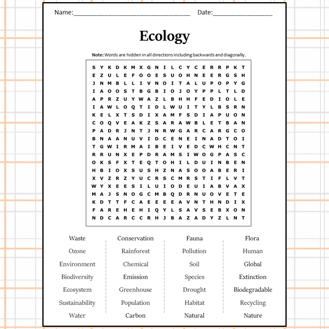 Printable Ecology Word Search Cool2bKids Worksheets Library
