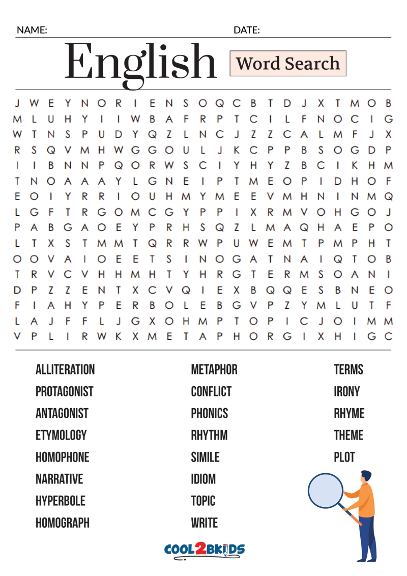 Printable English Word Search Cool2bKids