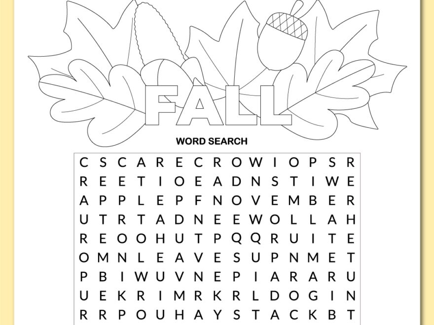 Printable Fall Word Search Chevron Lemon